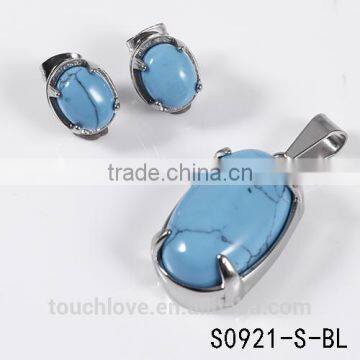 S0921-S-BL-TLI Latest Design Natural Stone Jewelry Set,316l Stainless Steel Jewelry, Fashion Jewelry For Women