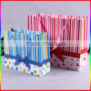 stripe pattern paper bag package, paper gift bag with rope