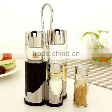 4pcs/set Spice and Oil Glass Bottle Set With Metal Stand photo-3