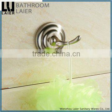 Sleek Fancy Design Zinc Alloy Brush Nicked Bathroom Sanitary Items Wall Mounted Double Robe Hook