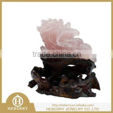 high quality rose quartz crystal cabbage carving for home decoration natural crystal