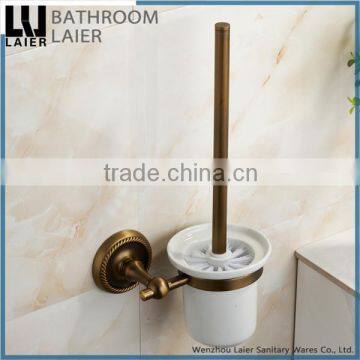 Hotel Decorative Printing Lines Zinc Alloy Antique Bronze Finishing Bathroom Accessories Wall Mounted Toilet Brush Holder