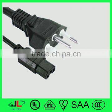 UC certification 3 pin electric plug, Brazil UC 16A 250V male plug with good quality power cable and IEC C15 plug