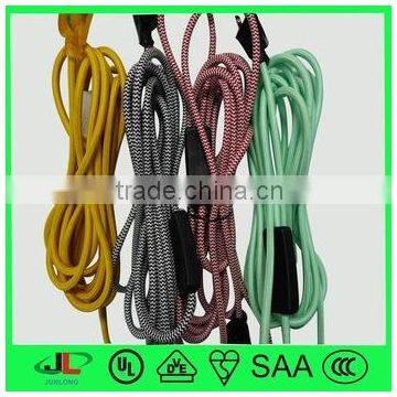 High quality color textile wire UL approved 3 pin plug and electric wire switch with color code sizes electric wire6