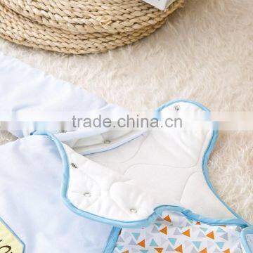 100% Cotton Baby Child Sleeping Bag With Detachable Sleeve for Four Seasons Blue Owl photo-2