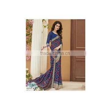 Spruce Blue Georgette Designer Saree/designer sarees online shopping