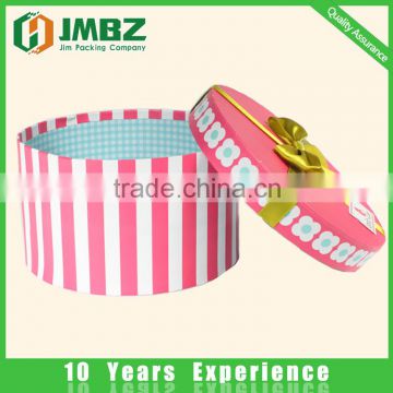 Luxury small round flower paperboard box with ribbon