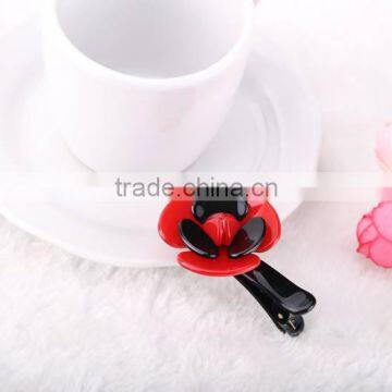 Beautiful large flower hair accessories resin girls fancy hair clips fashion brand black hair duck clip