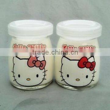 mini pudding glass jar with plastic cap