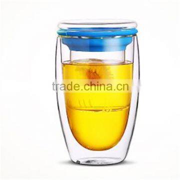 Drinkware Type Heat Resistant Double Wall Borosilicate Glass Cup With Filter And Glass Lid Stockage. photo-2