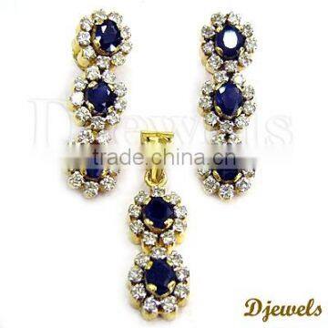 Blue Sapphire Diamond Pendant Sets, Diamond Pendant Sets, Diamond Jewelry