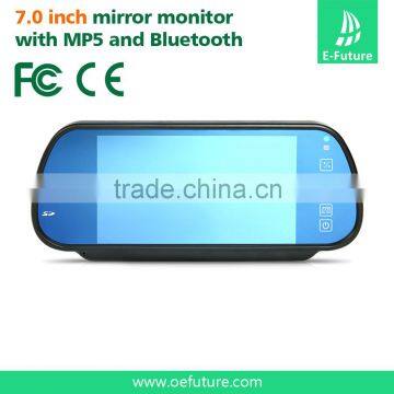 bluetooth MP5 car rearview mirror monitor with touch screen and 7inch lcd display