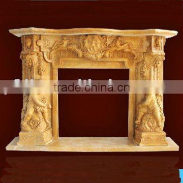 Hand Carved Marble Fireplace Mantel With Statue Carved