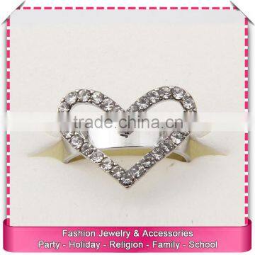 Heart shaped finger ring designs for girls, hot sale girls imitate silver rings