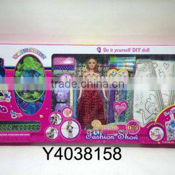 Good selling DIY fashion doll,paiting doll with bag,have EN71/7P Y4038158