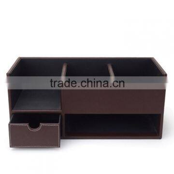Wholesale Custom Office Storage Boxes, High-grade PU Leather Brown Beautiful Gift Box photo-3