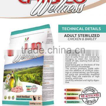 Dry pet food for sterilized cat, high quality, chicken