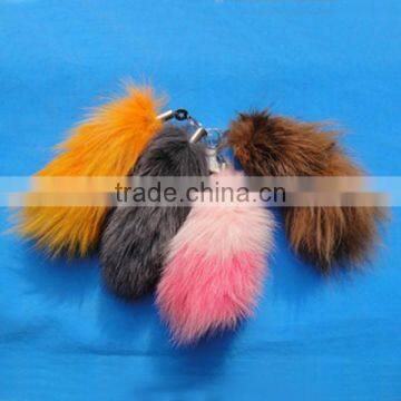 cheap fake fur fox tail keychain for bags/phone