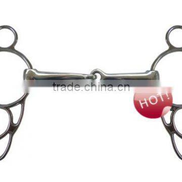 Stainless steel horse gag bit of stainless steel cheeks with solid jointed mouth (Type-061)