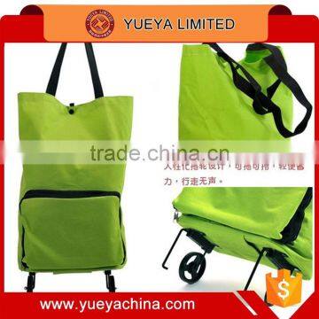 Green Shopping Cart Compact Tote Grocery Bag 2 Wheels Trolley For Storage photo-2