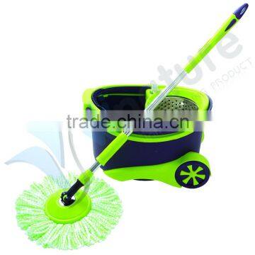 Magic mop with wheels fast dehydration and washing mop head