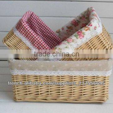 New Style Easy Baskets Small Wicker Box Cosmetic Boxes Wit Fabric Lining photo-5