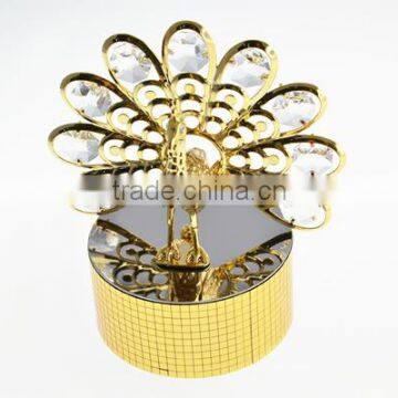 Customized Special 24K Gold Plated Peacock Music Box With Swarovski Crystals photo-2