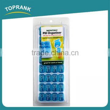 Toprank Factory Supply Portable Plastic Medicine Pill Storage Organizer 31 Day Monthly Pill Box With Pop-out Compartment Pods photo-3