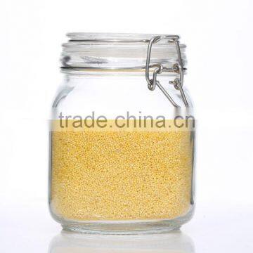 Set 5 Clear Eco-friendly Square Glass Storage Jars With Clip Locking Lid