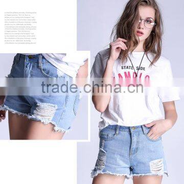 2017 New Fashion Jeans Girls Sexy Patch Holes Denim Shorts For Women photo-4