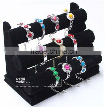 3 Layer Black Velvet Bracelet Holder Display Stand