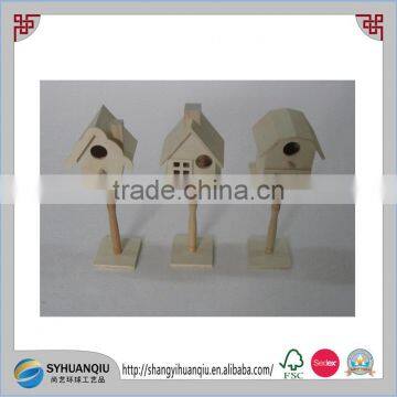 Handmade home garden and outdoor use wooden bird house with sticker CN