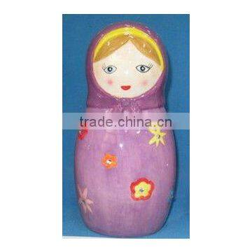 ceramic doll money bank,purple