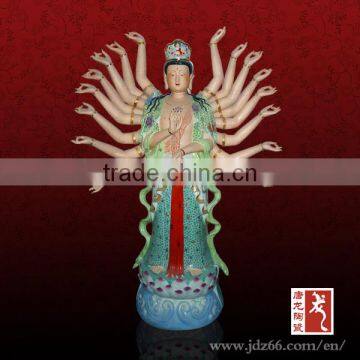 Goddess of Mercy with a Thousand Ceramic Hand Art Sculpture