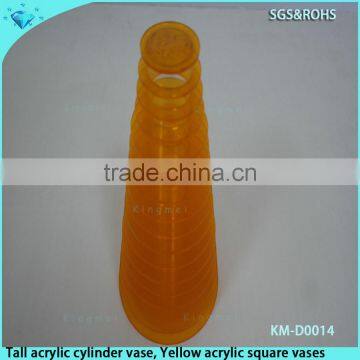 China manufacturer tall acrylic cylinder vase, Yellow acrylic square vases