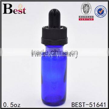 0.5oz blue boston round bottle boston round glass bottle with child proof dropper cap