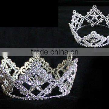 Fashion Rhinestone Silver Plating Wholeround Women Adult Tiaras Crown Pageant Accessories