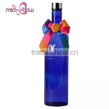 Pre-made Cheap Satin Rainbow Wine Bottle Bow With Rubber photo-5