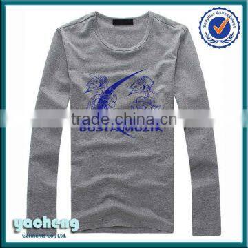 2014 men cotton long sleeves printed custom made t-shirt