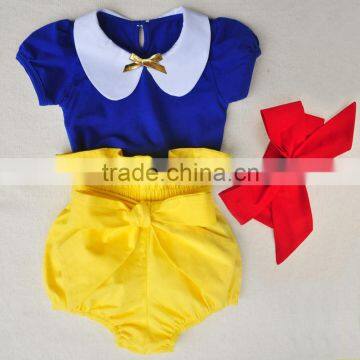 Hot sale baby girl clothing suits snow white princess 3 pieces sets