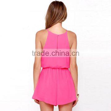 HAODUOYI Women Slim Sleeveless Short Jumpsuits Chiffon Straps Playsuits Rompers photo-4