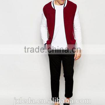 Knitted burgundy baseball jacket, stylish 3XL coat men