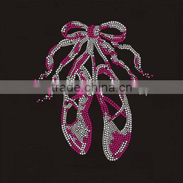wholesale customize all sizes of cute pink ballet shoes rhinestone heat transfer