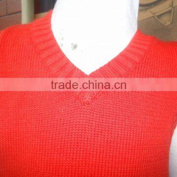 Custom Cheap Unisex Baby Orange V-neck Knitted Nuiform Sweater Vest photo-2