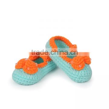 2015 New Design Bowknot Handmade Crochet Fashion Child Shoes