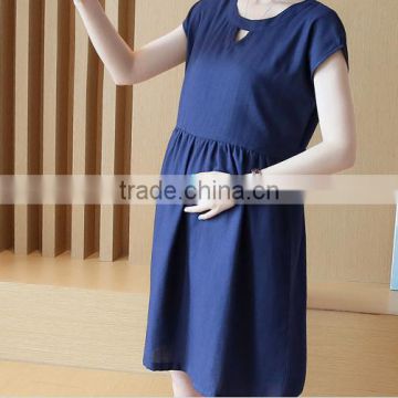 F20005M women pregnant cotton linen short sleeve dress loose maternity clothing