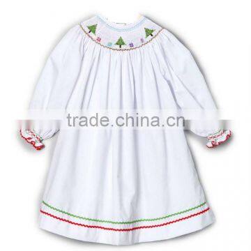 White Smocked Tree Bishop Dress