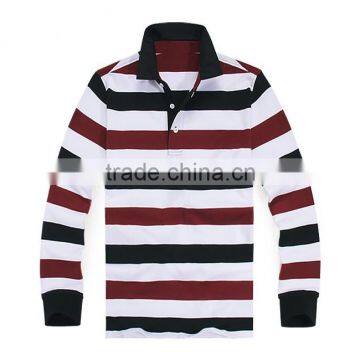 custom wholesale fashion stripe design 100% cotton men polo shirt from China