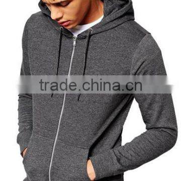 65% Cotton 35% Polyester Custom Heather Grey Plain Zip Hoodies Men photo-2