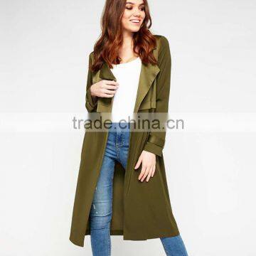 Lapel Collar Women's Long Windbreaker Latest Winter Autumn Pink Trench Coat photo-3